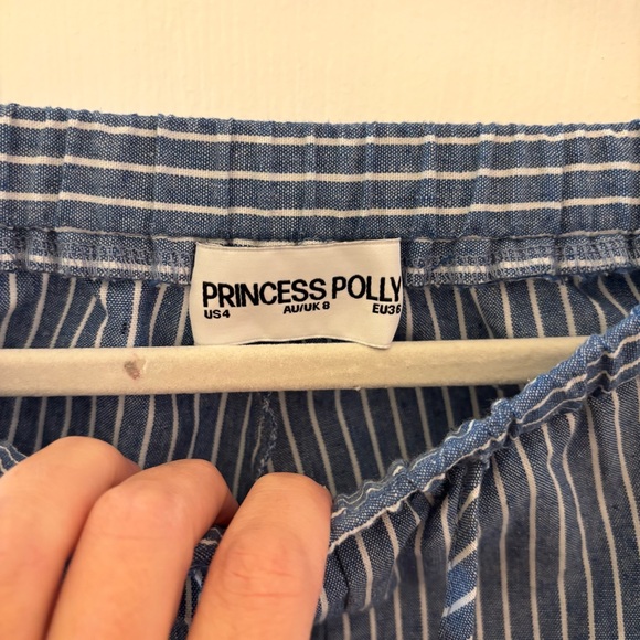 Princess Polly Asos Veridian Wide Leg Blue and White Striped Size 4 Runs Larger - Picture 7 of 10